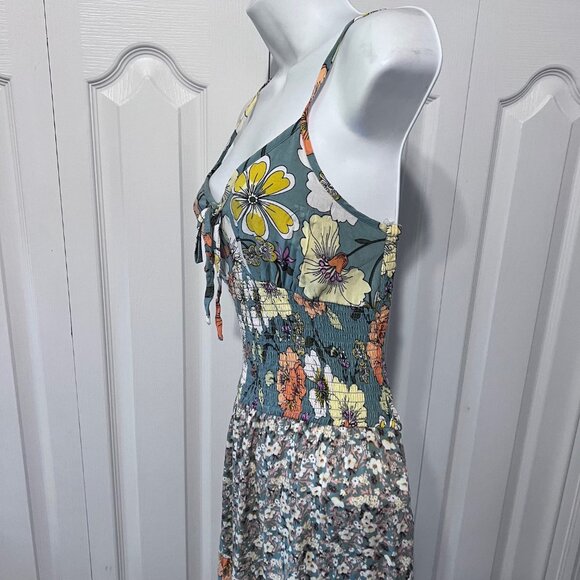 BOG Collective-Women's Spaghetti Adjust. Straps-Floral Dress-Small-Ruching Waist - Picture 9 of 16